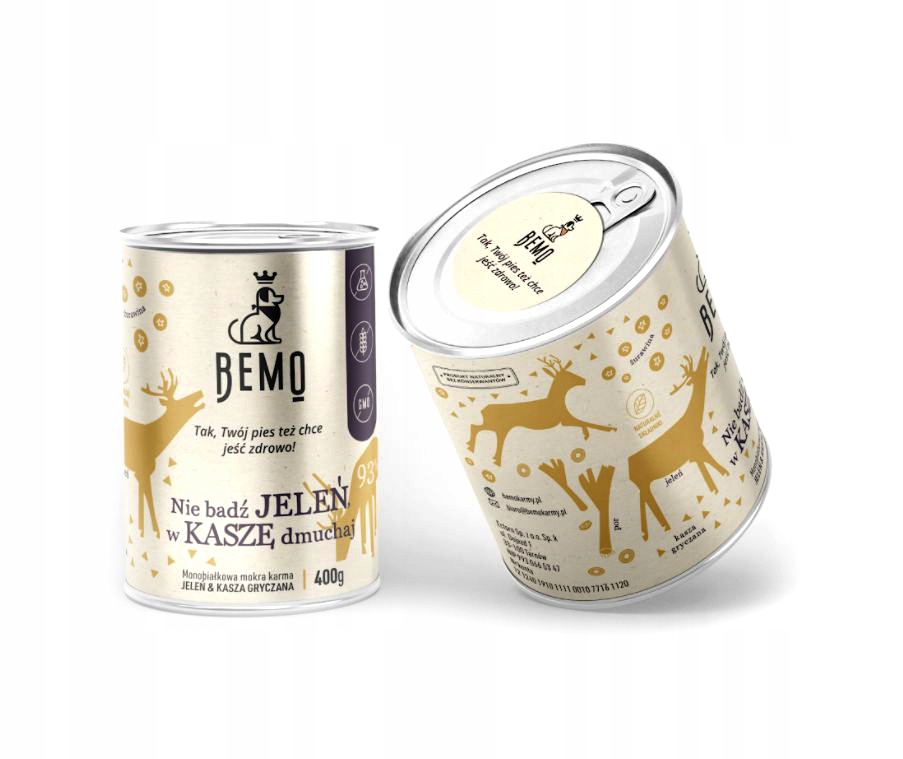 BEMO mokra karma dla psa JELEŃ 400 g – nie bądź JELEŃ w KASZĘ DMUCHAJ