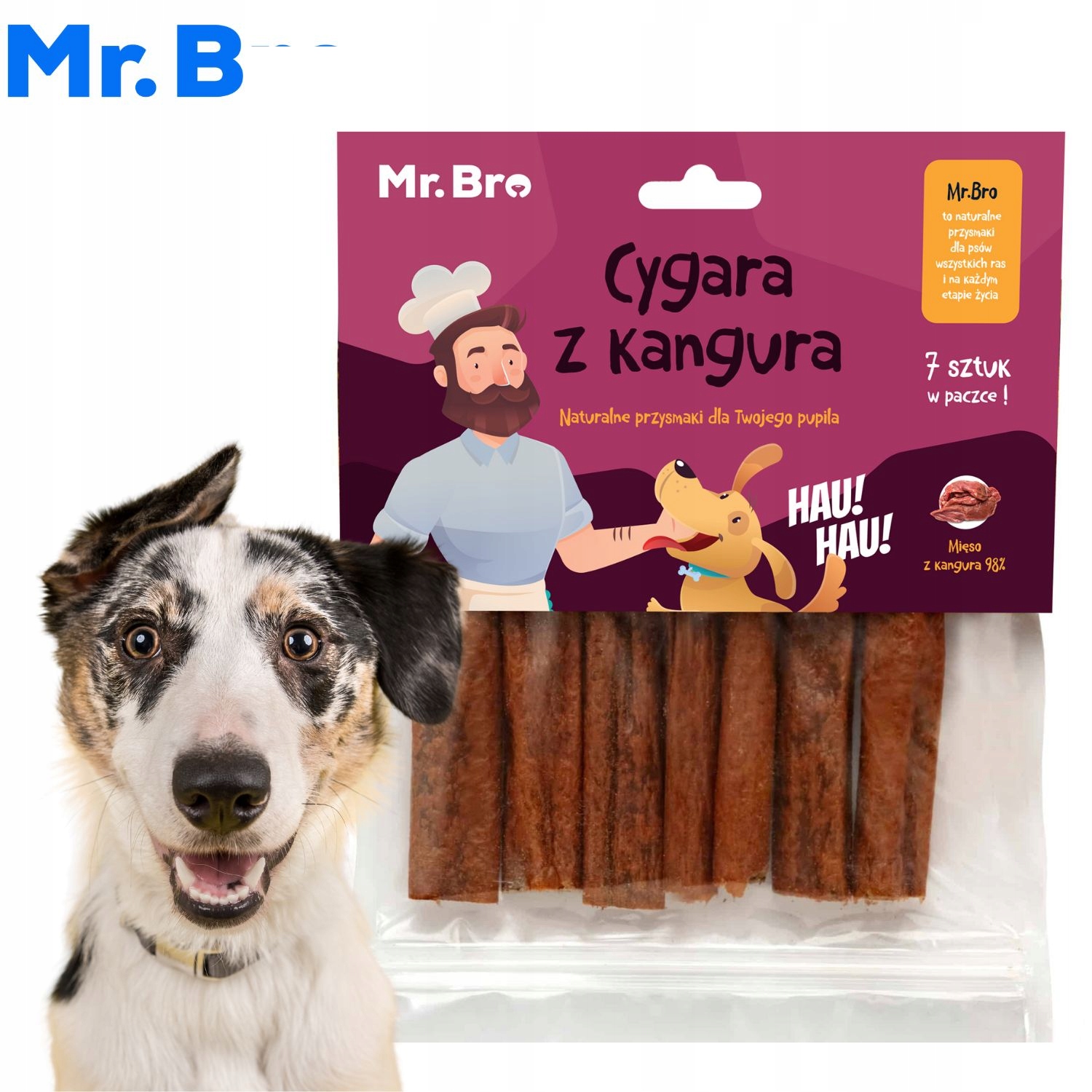 Mr.Bro CYGARA Z KANGURA 7 szt 98% mięsa przysmak dla psa