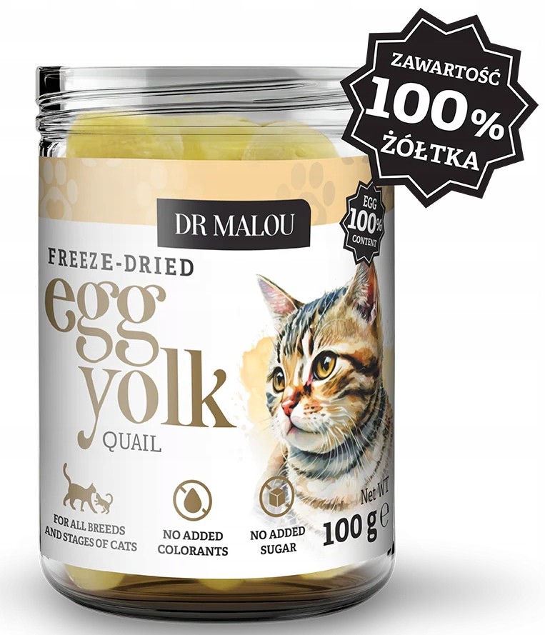 DrMalou liofilizowane ŻÓŁTKO PRZEPIÓRCZE 100g przysmak dla kota i psa