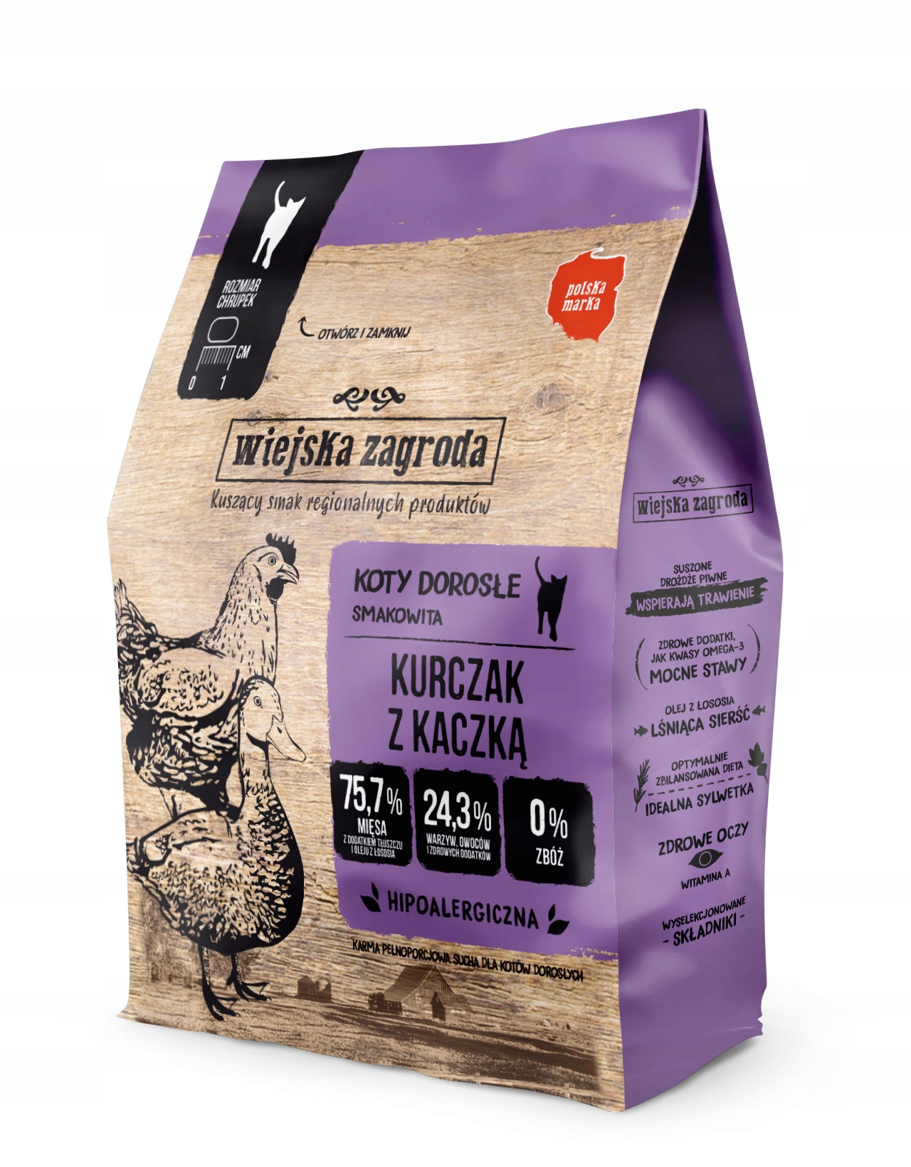 Wiejska Zagroda sucha karma dla kota KURCZAK KACZKA 400g