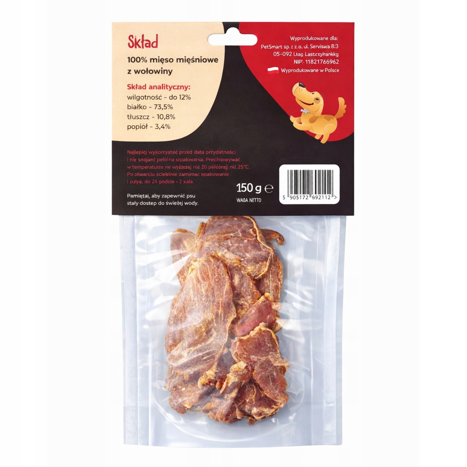 Mr. Bro Memlaki WOŁOWINA W PŁATACH 150g naturalny przysmak dla psa