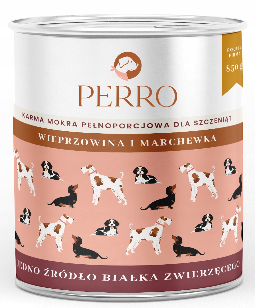 Perro mokra karma dla szczeniąt WIEPRZOWINA MARCHEW 850g