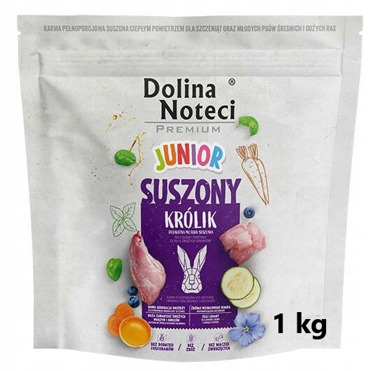 Dolina Noteci karma dla szczeniąt suszona z królikiem 1 kg półwilgotna