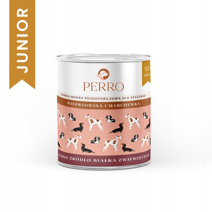 Perro mokra karma dla szczeniąt WIEPRZOWINA MARCHEW 850g