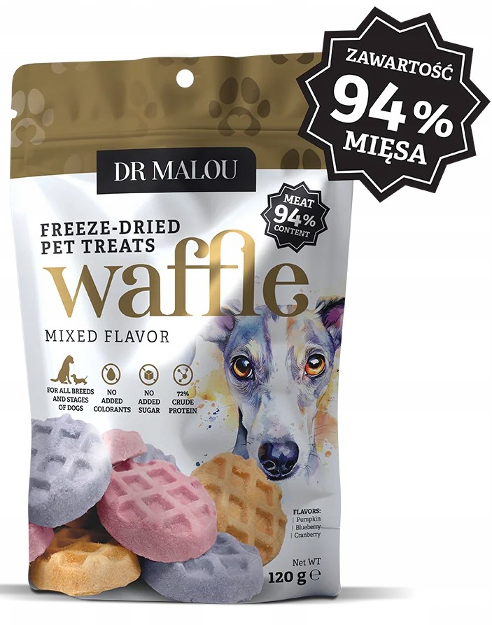 DrMalou WAFLE Z LIOFILIZOWANEGO MIĘSA KURCZAKA przysmak dla psa 120 g