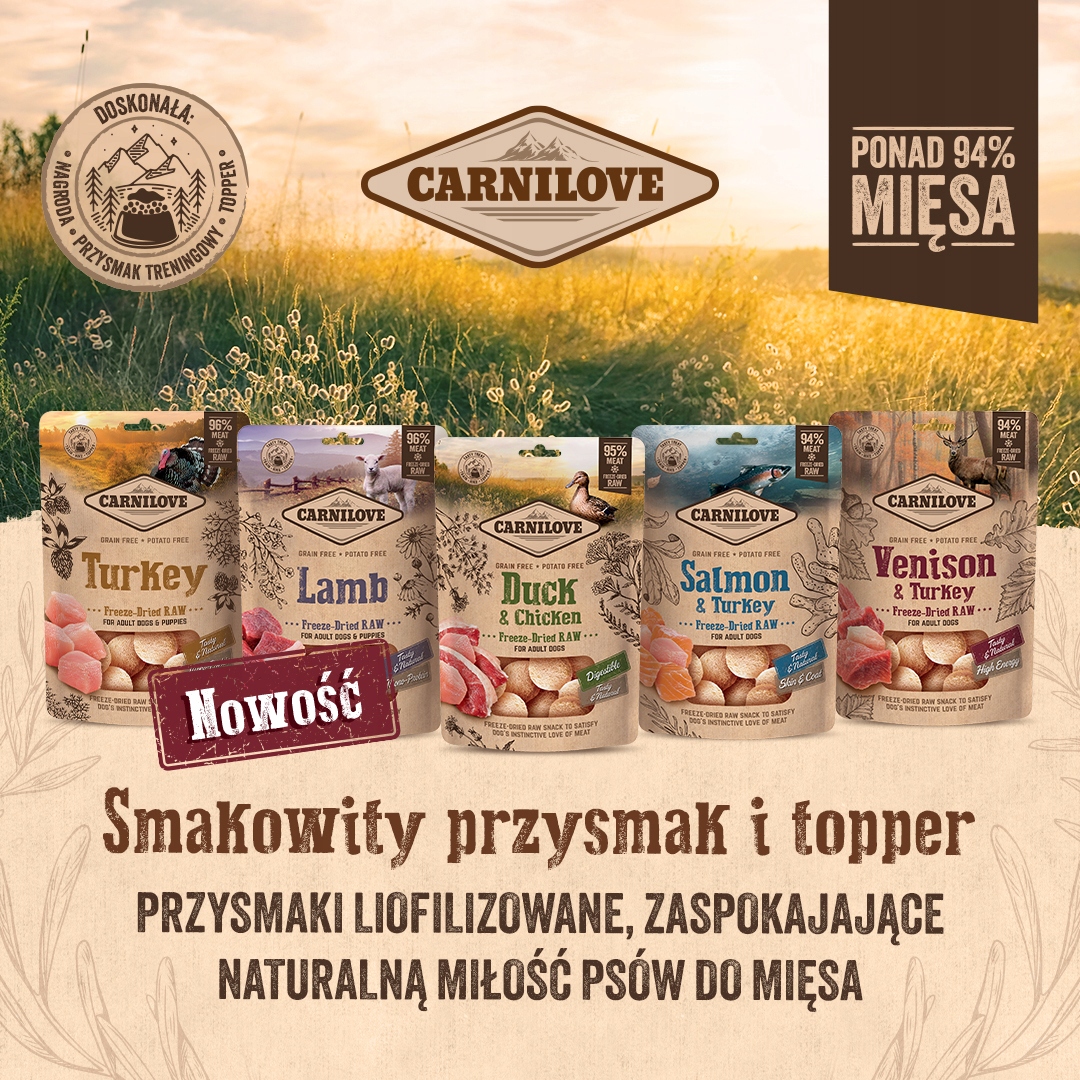 CARNILOVE RAW FREEZE-DRIED SNACKS VENISON&TURKEY 60 G