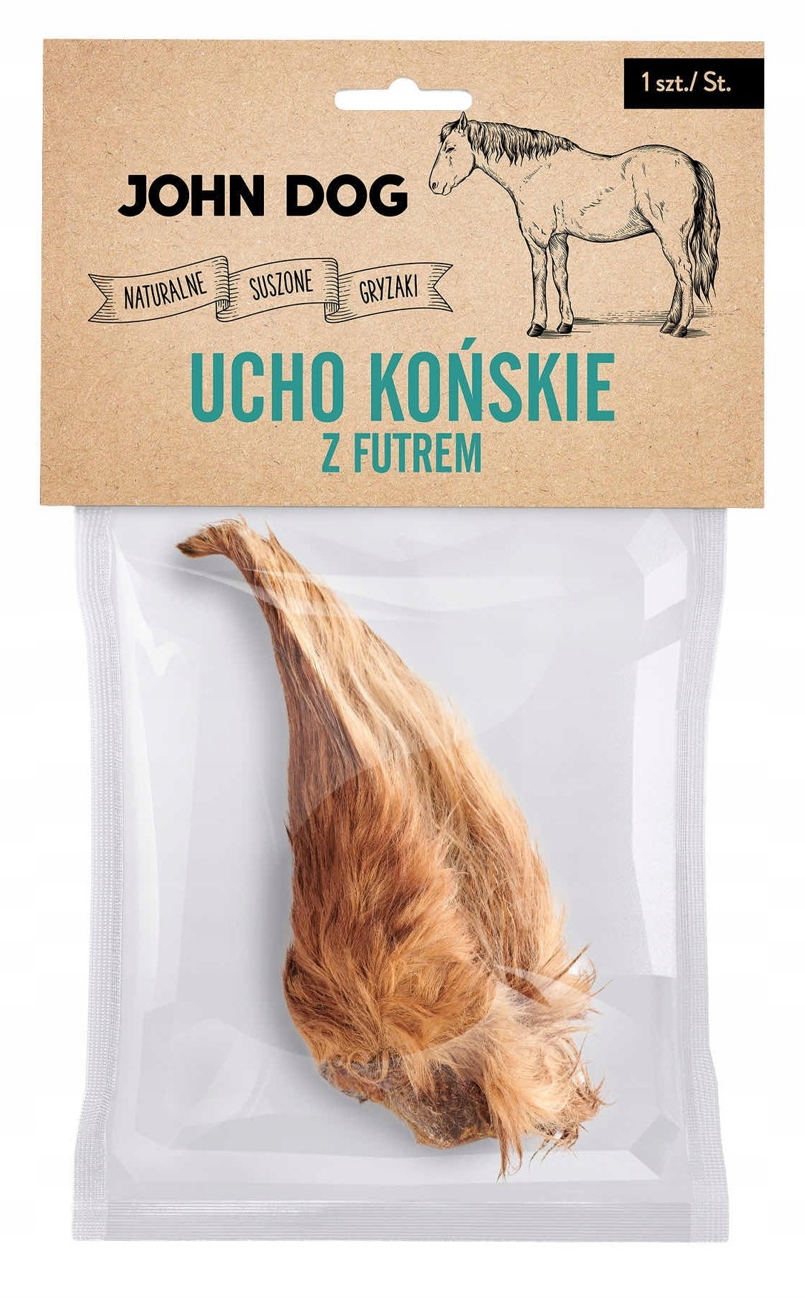 John Dog UCHO KOŃSKE Z FUTREM naturalny gryzak dla psa