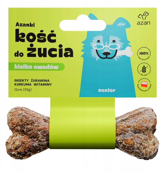 AZANKI kość dożucia z insektami, żurawiną i kurkumą SENIOR S/M 12cm