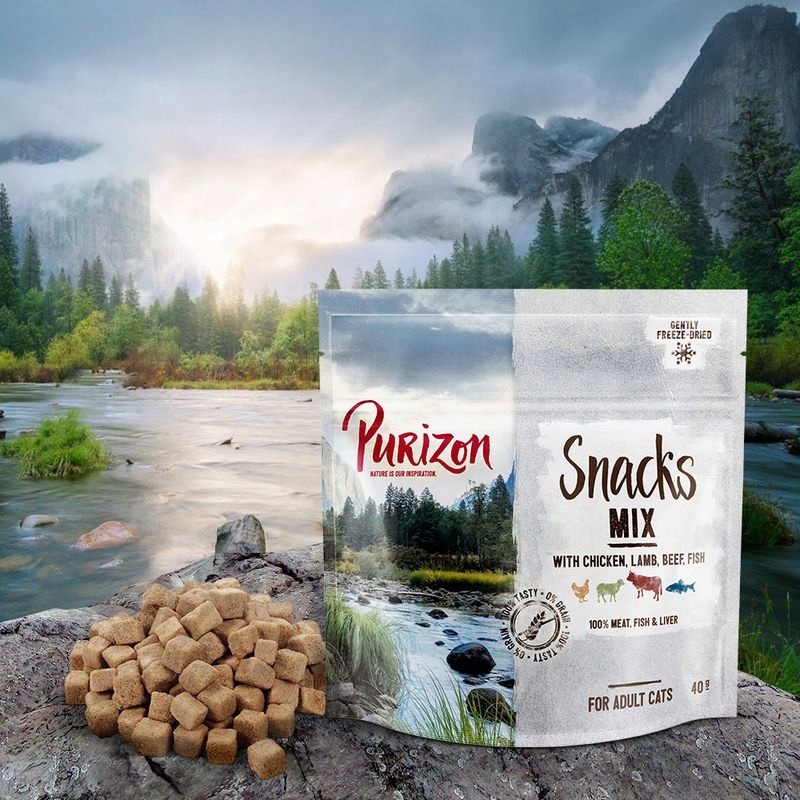 Purizon przysmaki kot liofilizowane RYBY KURCZAK JAGNIĘCINA WOŁOWINA 40 g