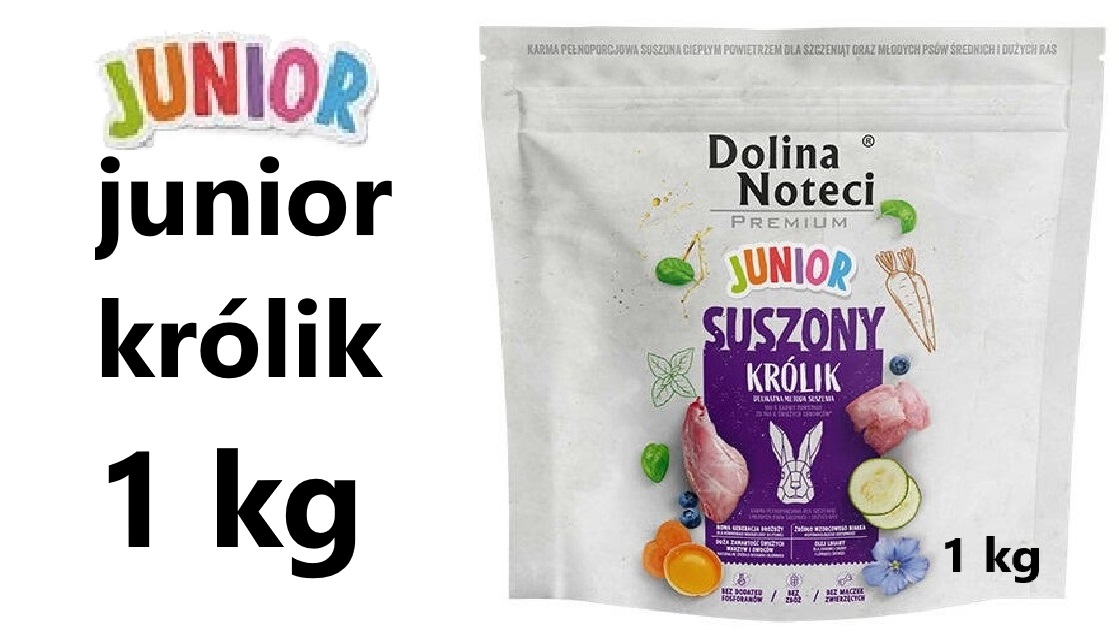 Dolina Noteci karma dla szczeniąt suszona z królikiem 1 kg półwilgotna