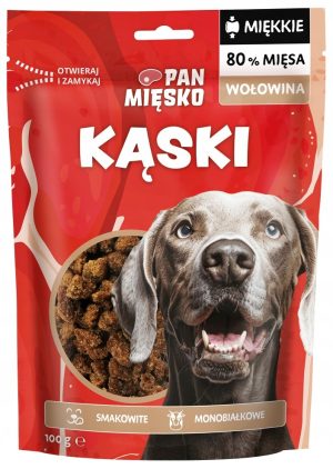 Pan Mięsko Ppzysmak dla psa KĄSKI WOŁOWE 100g przysmak treningowy