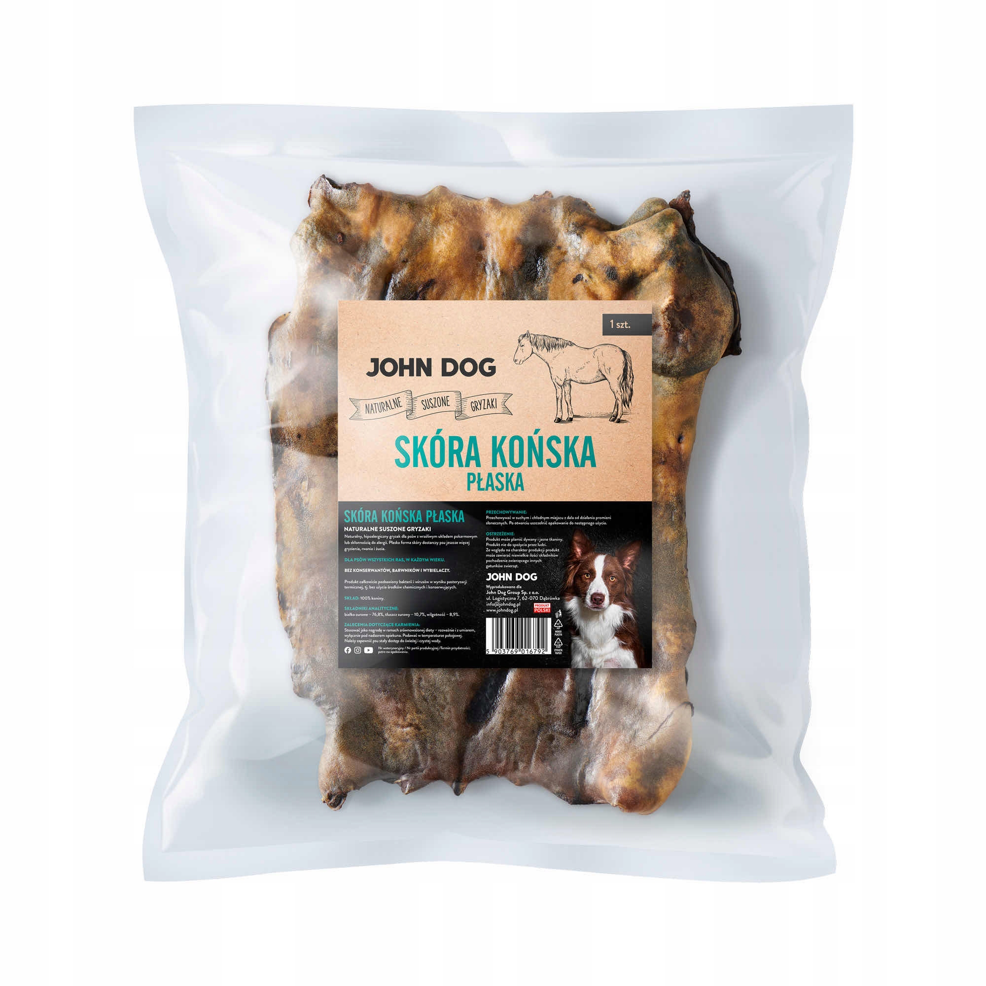John Dog SKÓRA KOŃSKA PŁASKA naturalny gryzak dla psa 1 szt