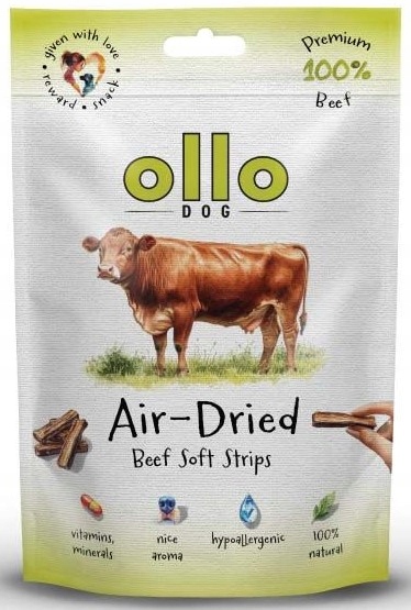 OLLO przysmaki dla psa paski WOŁOWINA 80g AIR DRIED