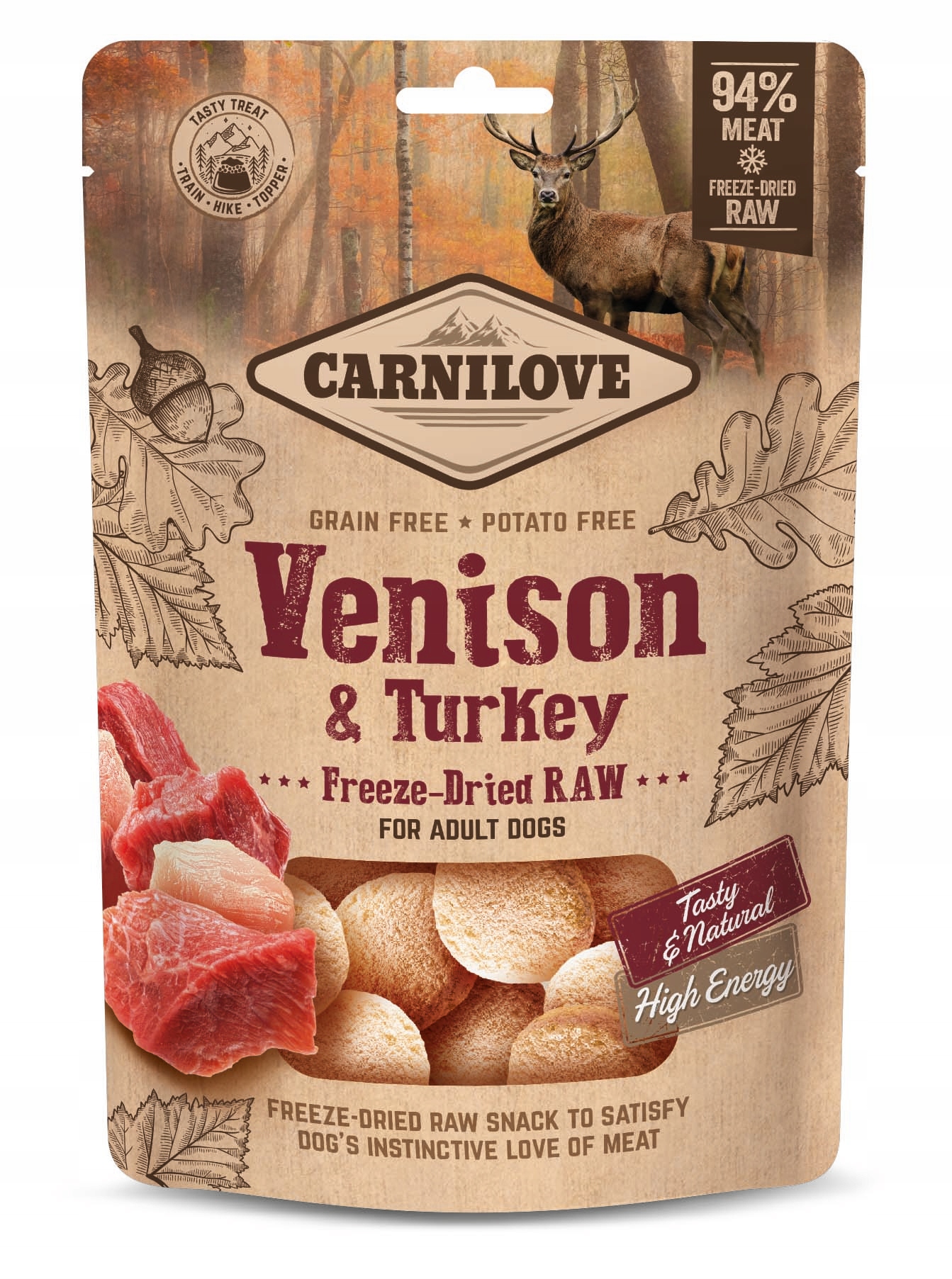 CARNILOVE RAW FREEZE-DRIED SNACKS VENISON&TURKEY 60 G