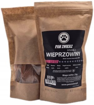 Pan Zwierz suszone smaczki Z WIEPRZOWINY dla psa i kota 100% mięsa 25 g