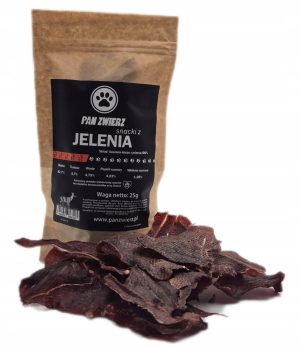 Pan Zwierz suszone smaczki Z JELENIA dla psa i kota 100% mięsa 25 g