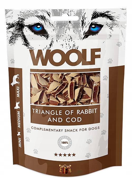 WOOLF królik dorsz trójkąty 100g WOOLF N RABBIT AND COD TRIANGLE 100g