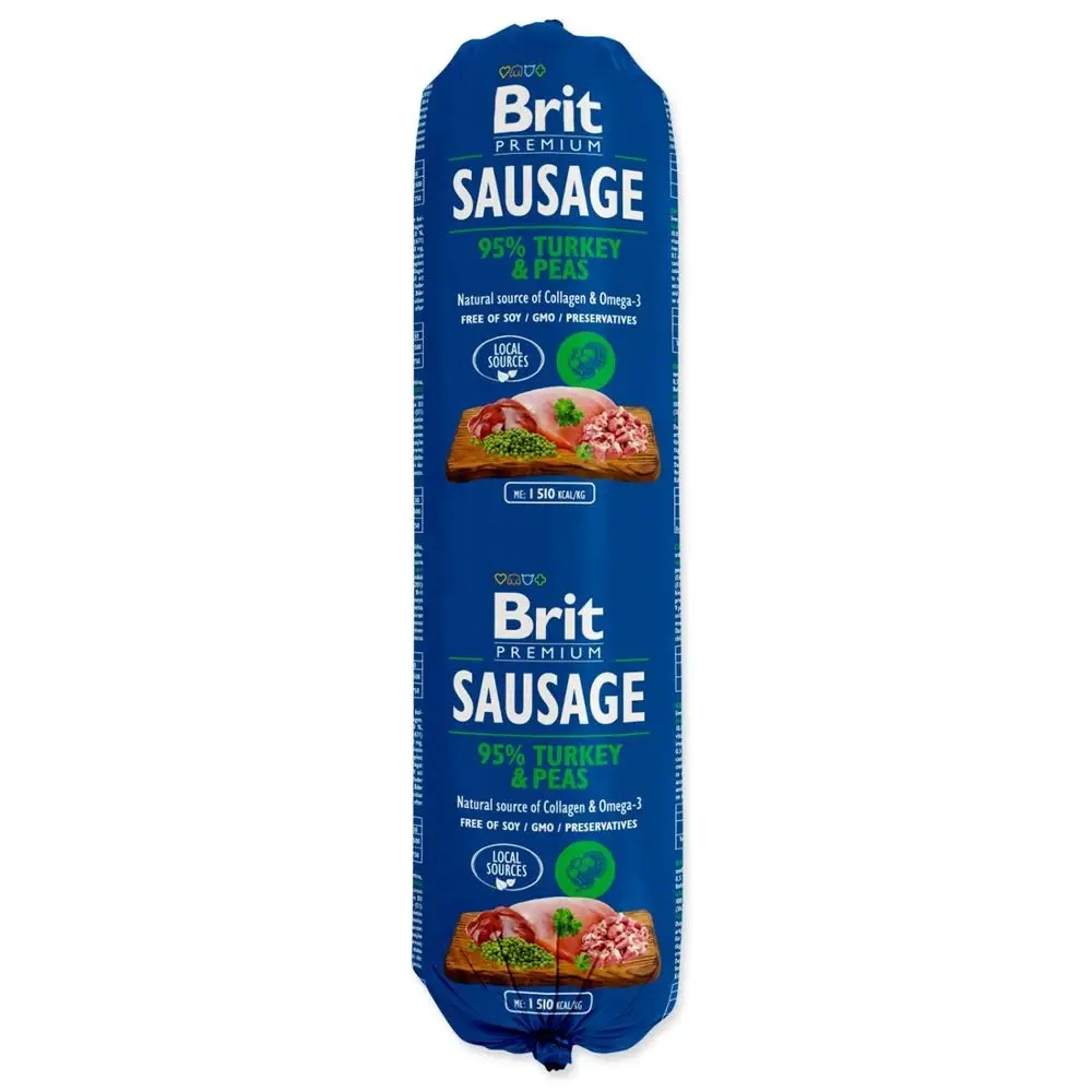 Brit sausage indyk z groszkiem 800g
