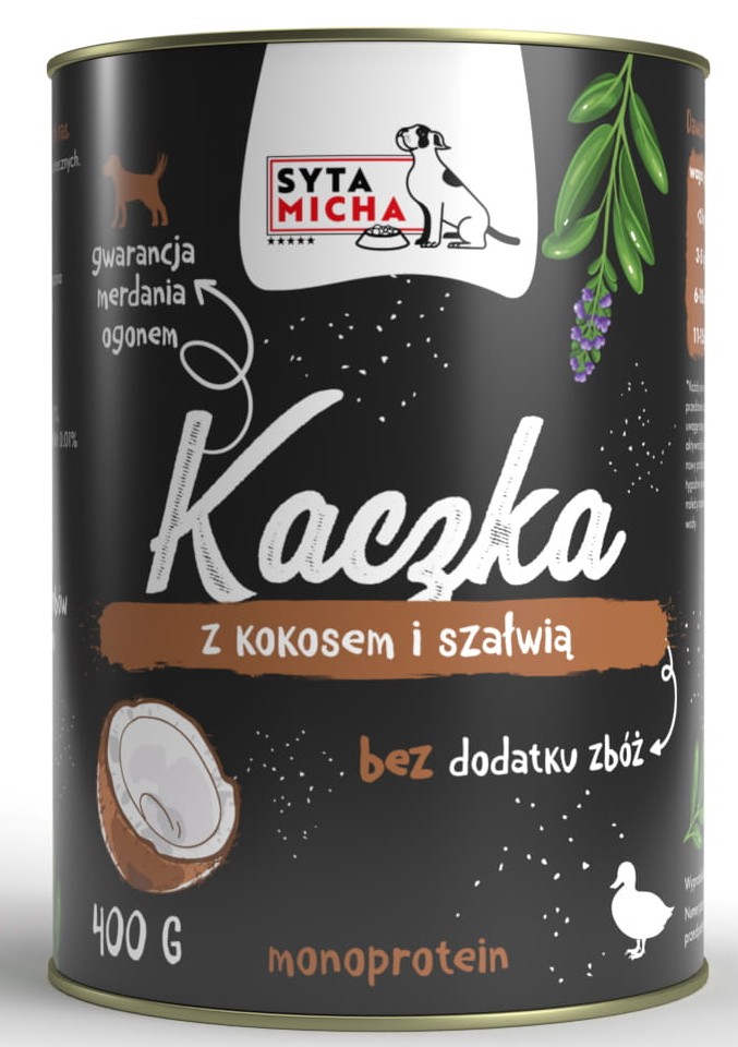 Syta Micha mokra karma dla psów KACZKA KOKOS SZAŁWIA 400g