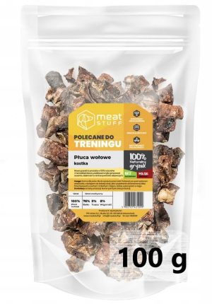 Meatstuff PŁUCA WOŁOWE KOSTKA przysmak gryzak dla psa 100g worek strunowy