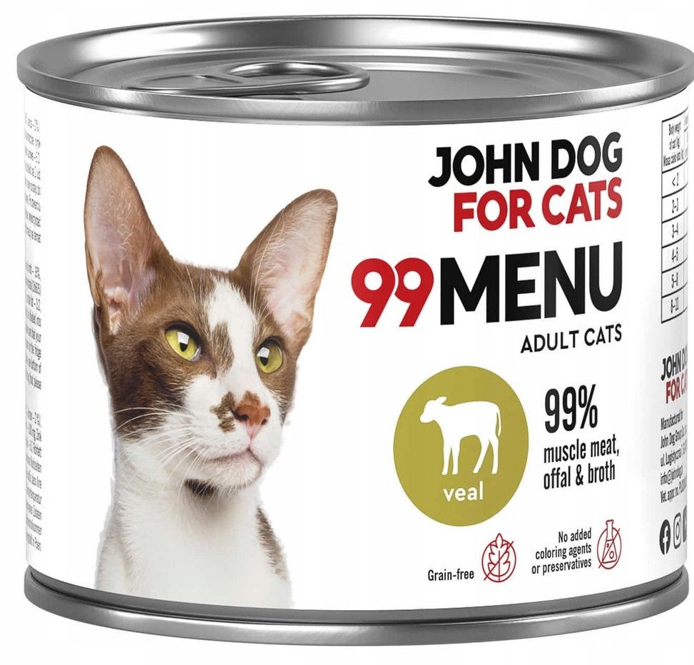 200g John Dog For Cats CIELĘCINA 200G 99 Menu mokra karma dla kota