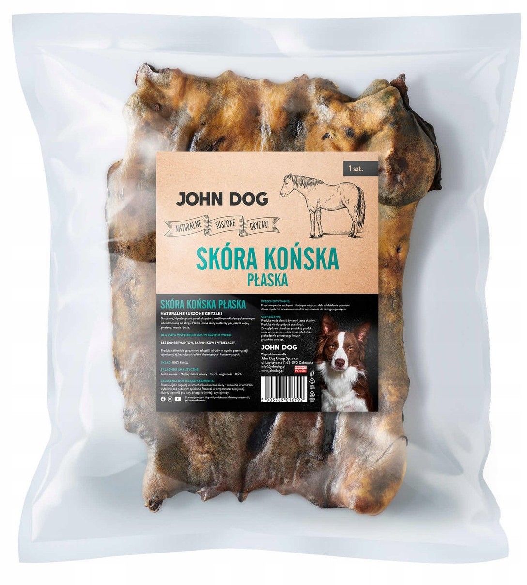 John Dog SKÓRA KOŃSKA PŁASKA naturalny gryzak dla psa 1 szt