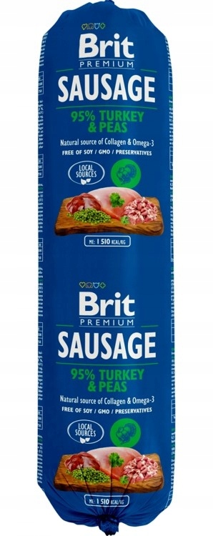 Brit sausage indyk z groszkiem 800g