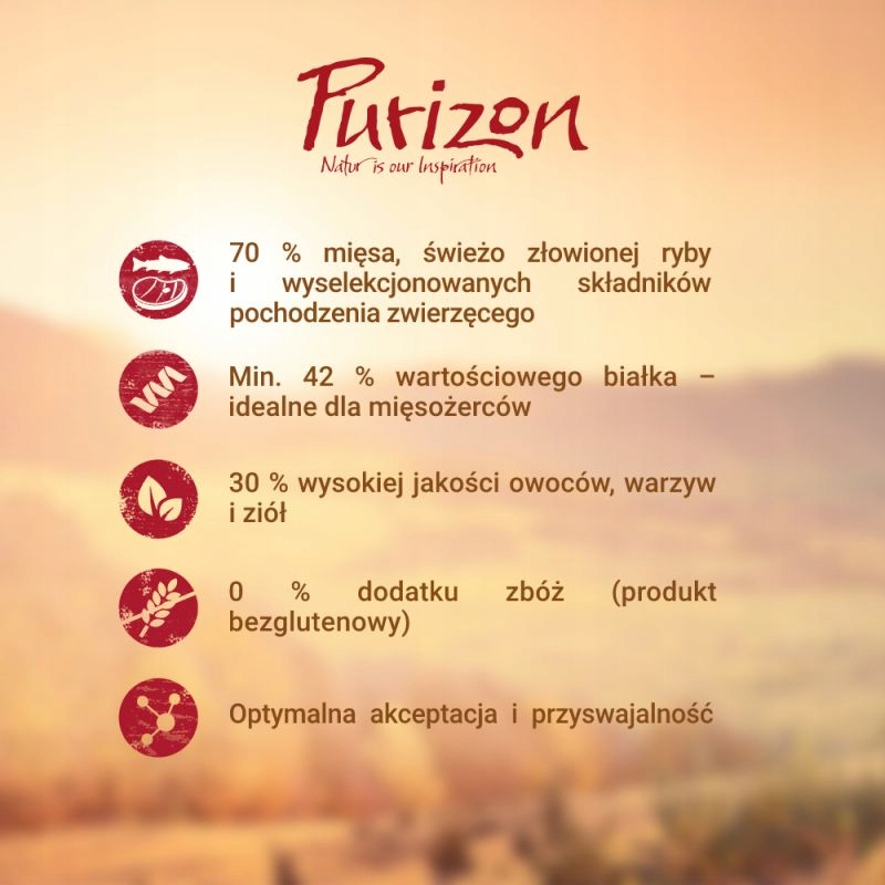 Purizon Adult Cat sucha karma dla kota kaczka ryba 6,5kg 0% ZBÓŻ