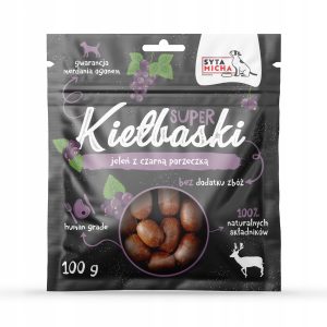 Syta Micha kiełbaski z jeleniem i czarną porzeczką 100g