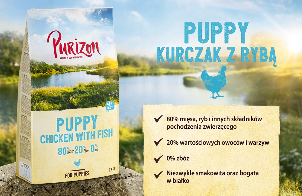 Purizon sucha karma dla szczeniąt kurczak ryby kaczka 12 kg bez zbóż