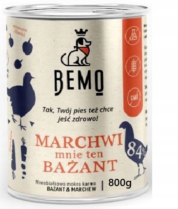 BEMO mokra karma dla psa BAŻANT MARCHEW 800g – MARCHWI mnie ten BAŻANT