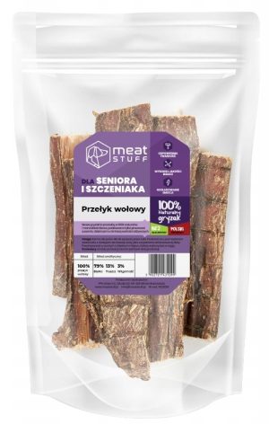Gryzak dla psa naturalny MEATSTUFF Przełyk wołowy cięty 180g