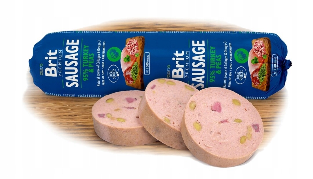 Brit sausage indyk z groszkiem 800g