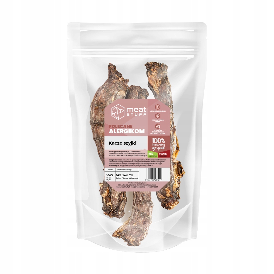 MeatStuff KACZE SZYJKI 3 szt naturalny gryzak opakowanie strunowe