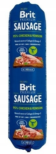 Brit mokra karma dla psa kurczak dziczyzna Premium Sausage kiełbasa 800g