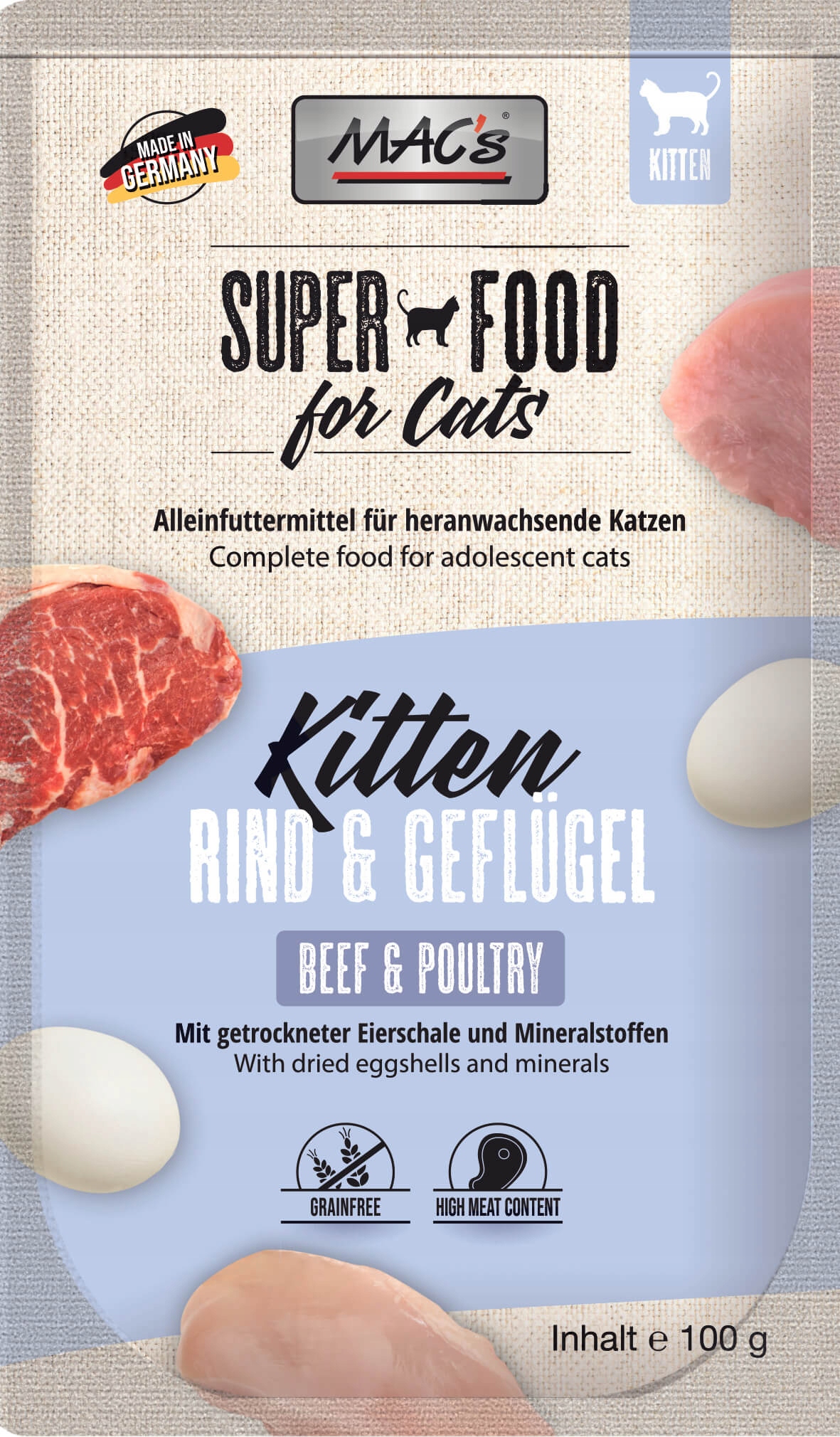MACs kitten saszetka wołowina drób 100g
