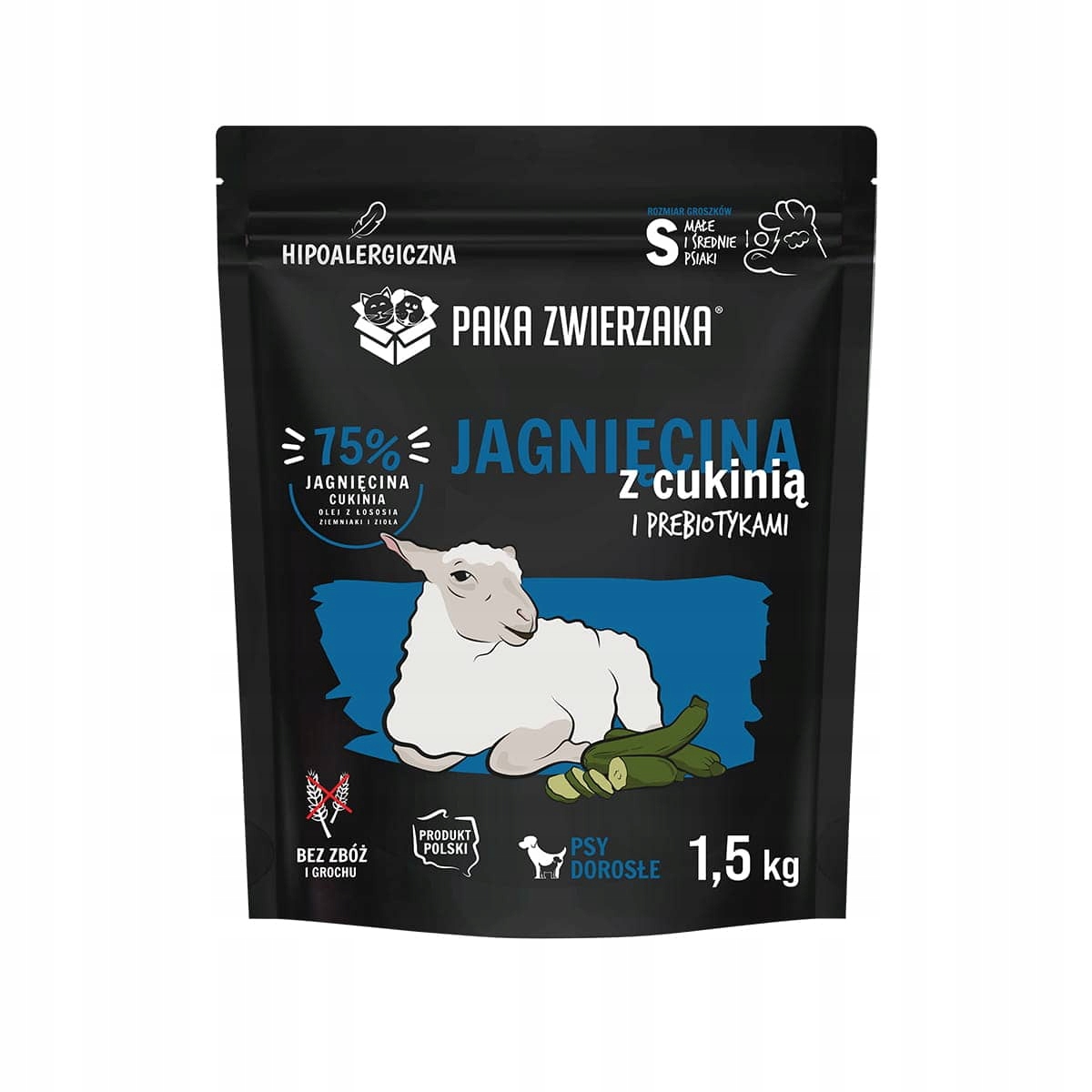 Paka Zwierzaka sucha karma dla psa JAGNIĘCINA CUKINIA 1,5 kg małe rasy