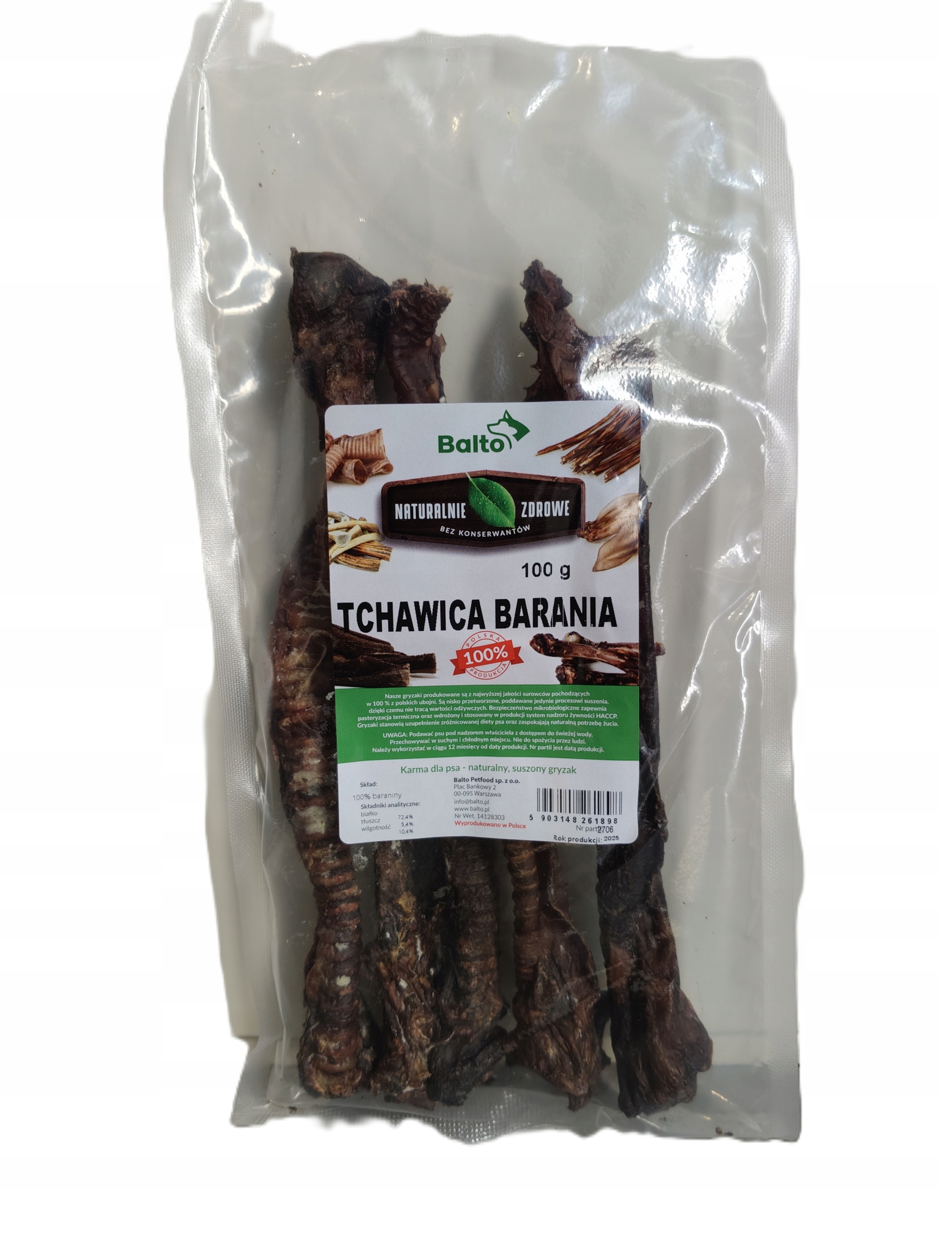 Balto TCHAWICA BARANIA naturalny przysmak gryzak dla psa 100g