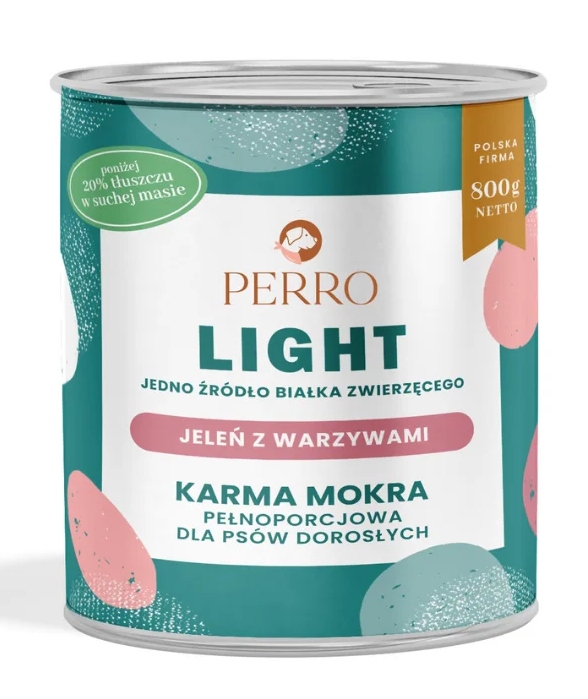 Perro LIGHT JELEŃ Z WARZYWAMI 800g mokra karma dla psa monobiałkowa