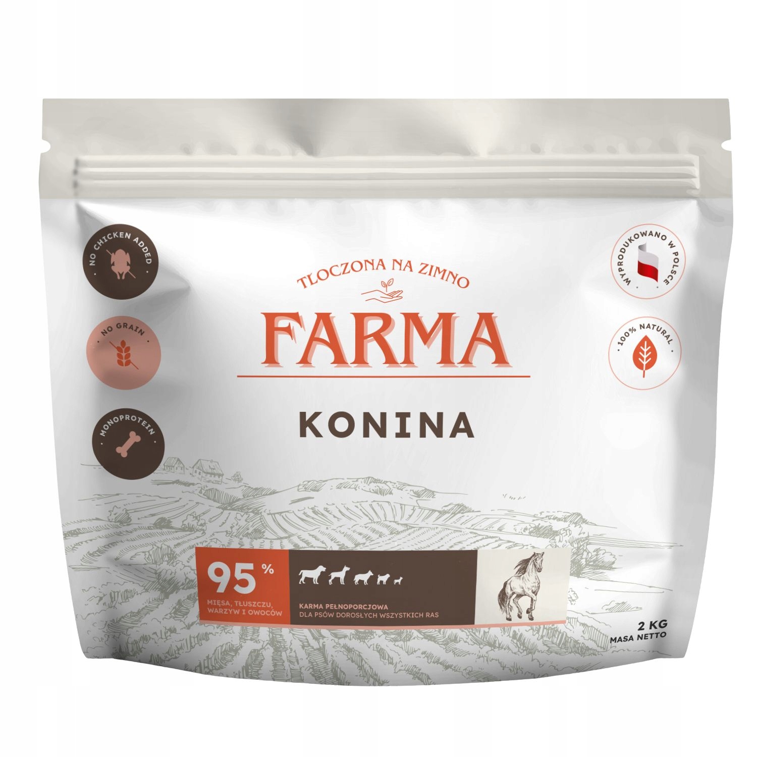 Farma sucha karma dla psa KONINA 2 kg tłoczona na zimno