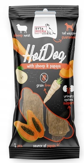 Syta Micha Hot Dog warzywny z papają w skórze z owcy 2 szt