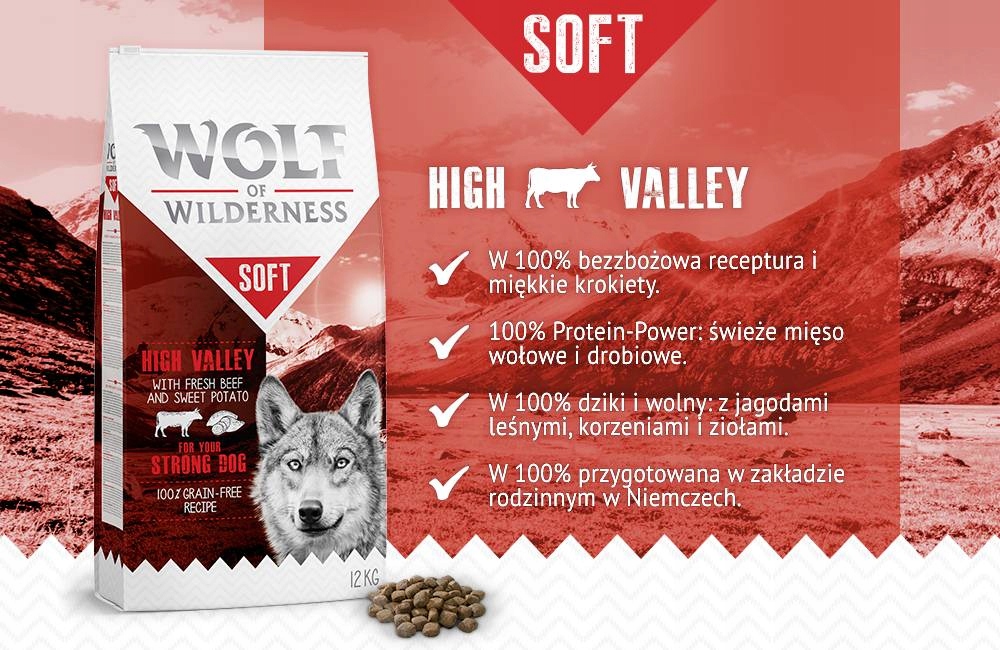 WOW sucha karma soft wołowina drób 12 kg High Valley