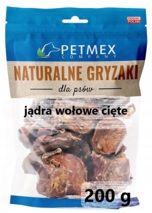 Petmex JĄDRA WOŁOWE CIĘTE przysmak gryzak naturalny 200g dla psa
