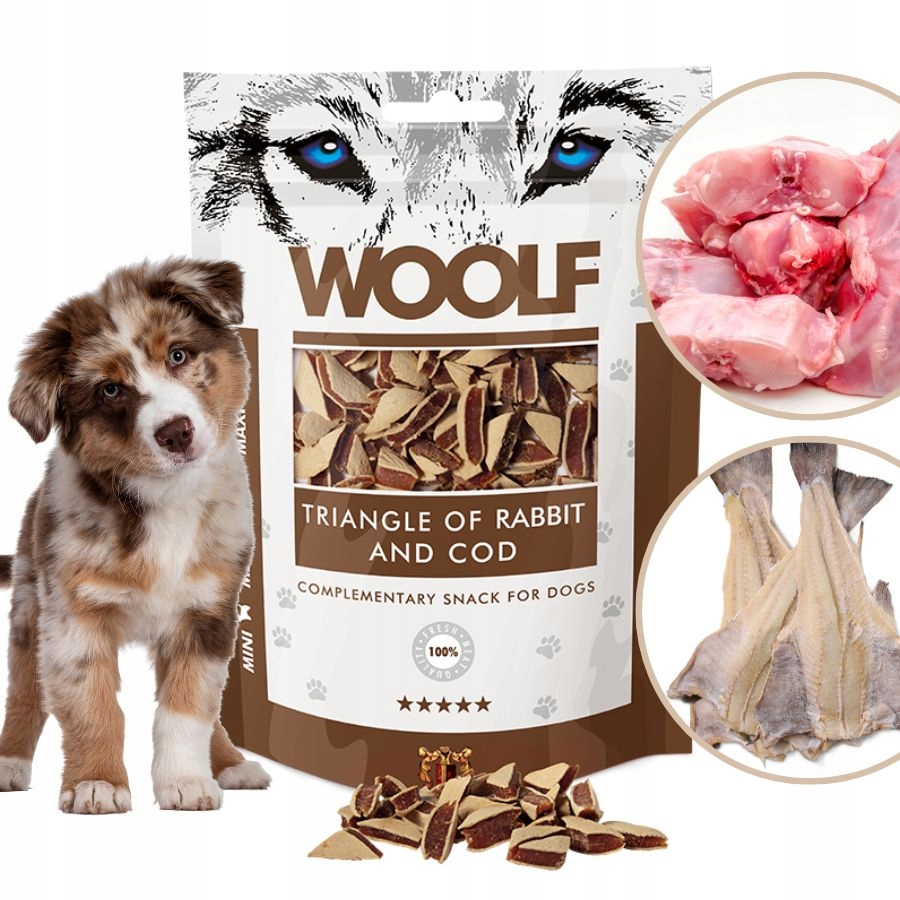 WOOLF królik dorsz trójkąty 100g WOOLF N RABBIT AND COD TRIANGLE 100g
