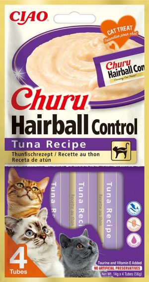 Churu przysmak dla kota HAIRBALL krem TUŃCZYK 4x14g eu675