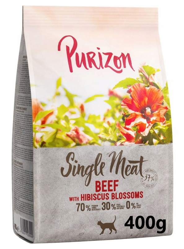 Purizon sucha karma dla kota WOŁOWINA HIBISKUS 400 g Single Meat