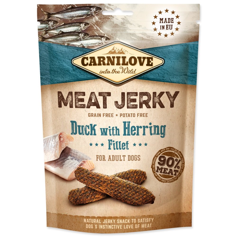 CARNILOVE przysmak dla psa KACZKA ŚLEDŹ JERKY batoniki fileciki 100g