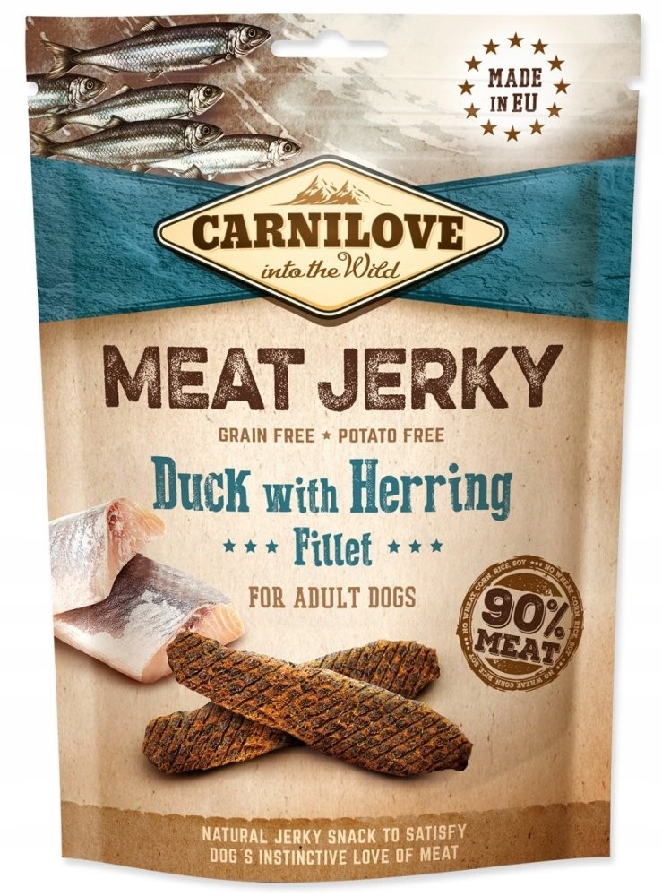CARNILOVE przysmak dla psa KACZKA ŚLEDŹ JERKY batoniki fileciki 100g