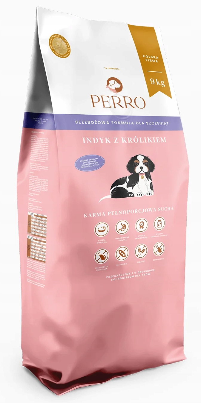 Perro JUNIOR IINDYK KRÓLIK sucha karma dla szczeniąt 9 kg średnie duże rasy