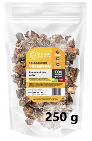 Meatstuff PŁUCA WOŁOWE KOSTKA przysmak gryzak dla psa 250 g worek strunowy